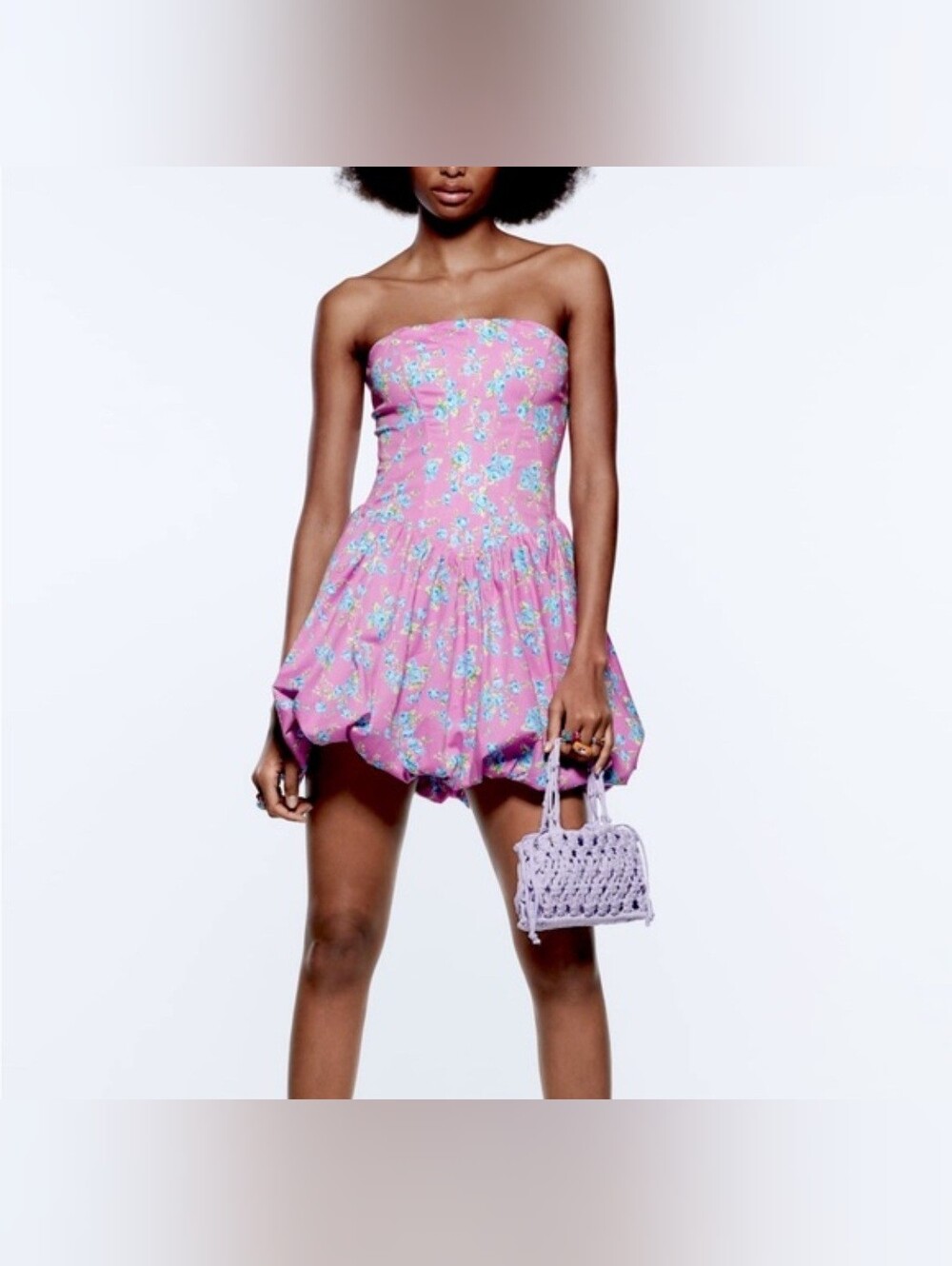 NWT ZARA Corset Floral bubble dress size S